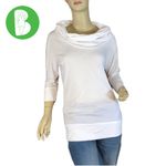 NEW YORK & COMPANY WHITE JERSEY KNIT COWL NECK LONG TUNIC (XS) Photo 1