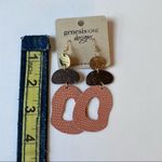 Boutique Genesis: One Designs Suede Leather Layered Dangle Earrings Pink Gold Photo 3