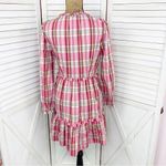 J. Crew Factory Plaid Ruffle Trim Tiered Shift Dress Pink 6 Pink Photo 3