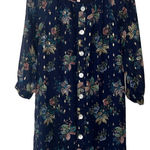 Euc Fig And Flower Shift Dress Womens Blue Floral Lined X Button Front Sz med Photo 0