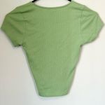 RSQ  Light Green Ribbed V-Neck Blouse - Size: Extra Small Photo 2