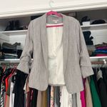 H&M  shawl collar gray open front scrunched quarter sleeve tweed blazer jacket 10 Photo 2