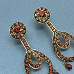 Estate Fully Signed MEDA 14k Solid Yellow Gold Chandelier Drop Stud Earring Photo 2