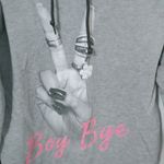 On Fire  L BOY BYE Gray Pink Hoodie Sweatshirt Top Photo 1