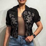 Omser Black Ombre Embroidered Short Puff Sleeve Jacket Sz S NWT Photo 0