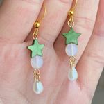 Handmade fairy whimsy star & teardrop dangle earrings💚🌟 Photo 5