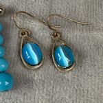 Set Of 3 Pairs Shades of Blue, Beaded & Teardrop Dangle Earrings Mixed Styles Blue Photo 4