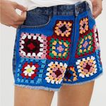 Farm Rio  Ultra High-Rise Crochet Denim Shorts Photo 2