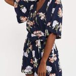 Abercrombie & Fitch Navy Blue Floral Kimono Wrap Romper Size M Tall Photo 0