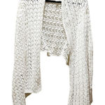 DKNY  & Flair Crochet Open Knit Cardigan Sweater White Cotton Open Front Sz OS Photo 0