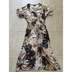 Karen Kane Dress Womens Medium Brown Palm Midi Satin Wrap Career Resort Luxury Photo 2