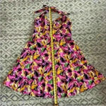 Vicky Tiel. NEW Bright Floral Halter Fit & Flare Sundress. Size Large Pink Photo 5