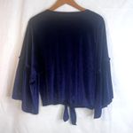Lavender Field Velvet Vneck Statement Sleeve Blouse Tie Waist Size Medium VTG Photo 1