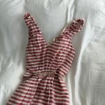 TELA Red White Striped Midi Dress Size S Lightweight Cotton Blend Photo 2