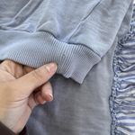 Pilcro  Shirt Womens XS Blue Ruffle Flutter Sleeve Cotton Knit Striped Ribbed Hem Photo 6