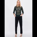 ZARA  Black Long Sleeve Lace Overlay Casual Cocktail Snug Fit Top S NWT Photo 1