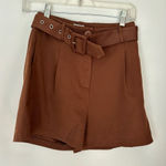 Princess Polly  chocolate brown shorts with buckle size 2 Photo 0