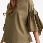 Lou & grey  Green Bell‎ Sleeve Blouse with Tie Front NEW Small Women's Photo 2