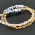 Handmade Dog Mom Fur Mama Beaded Stretchy Bracelet One Size White Photo 5
