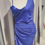 NWOT Sexy Bodycon Royal Blue Women’s One Shoulder Split Pencil Cocktail Dress Photo 9
