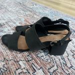 Toms Poppy Leather Heeled Sandals Size 11 Black Block Heel Open Toe Shoes Photo 5