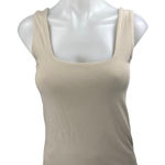 Abercrombie & Fitch Women's Cream Tan Sleeveless Square Neck Crop Tank Top Sz M Photo 0