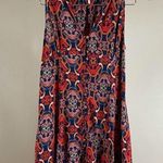 Free People  Size 2 Flowy Boho V Neck Button Tank Top Funky Grunge Vibrant Photo 0