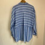 J.Jill Love Linen Blue White Stripe Button Back Shirt 100% Linen Size Large Photo 1