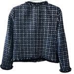 J.Crew Lady Jacket Blazer Metallic Houndstooth Blue/Black Size 4 Quiet Luxury Photo 4