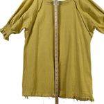 Shop The Mint Women M Yellow Boho Smocked Short Sleeve Linen Blouse Fall Layering Photo 8