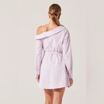 ASTR Aveni Cotton Off Shoulder Mini Shirt Dress with Belt Lilac Size Small NWT Photo 3