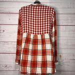 Cato Women's Orange & White Multi Print Plaid Top | Large Photo 2