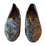 Toms Black Silver Paisley Canvas Striped Slip On Loafer Size 8.5 Photo 2