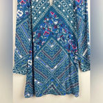 EXPRESS Cobalt Blue floral print key hole long sleeve dress size XS Photo 2