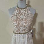 Jovani  49553A white cream lace halter prom dress NEW 2 Photo 2