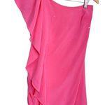 Madison Marcus One Shoulder Silk Pink Ruffle Mini Sequin Detailed Dress Size XS Photo 0