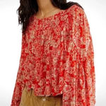 Free People  Up For Anything Floral Long Sleeve Blouse Top Photo 0
