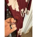 Maroon Floral Dress XL Zattcus 3/4 Sleeve Long V Photo 4