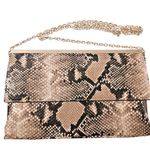 INC International Concepts Glam Snakeskin Gold Chain Embossed Crossbody 11x7 New Black Photo 0