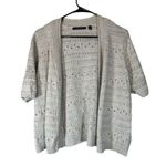 Cyrus  Gray Short Sleeve Opened Front Pointelle Knit Sweater Women Sz 1X Photo 0