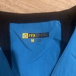 Wonder Wink FFX Scrub Top Women's M Blue 2-tone Black V-neck Stretchy Medical Photo 1