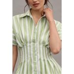 Anthropologie  The Tobie Mini‎ Shirt Dress by Exquise Large Green Stripe Photo 2
