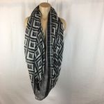 D&Y Black Gray & White Geometric Print Rectangular Infinity Scarve Scarf Photo 1