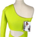 Naked Wardrobe Cut Out One Shoulder Long Sleeve Bodysuit Top Size Small Photo 5
