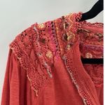 Free People CAMELIA SIESTA FIESTA CROCHET TRIM LONG SLEEVE TOP size M loose fit Photo 2