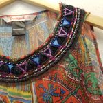 Desigual {S} Groovy Paisley Floral Beaded Embroidered Neckline Dress Photo 2