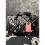 Juicy Couture  Black Quilted Charm Tote Bag NWT Gold Hardware Handbag Purse Photo 3