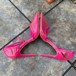 NEW Azalea Wang Crazy Neon Hot Pink Clear Pointed Toe Heels 8.5 Flaw Photo 5