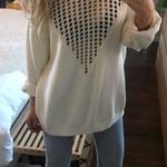 American Threads White Mesh Sweater Photo 0