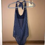 Aerie Obsessed Polkadot Halter Mesh Sheer Bodysuit Blue White Size large Photo 1